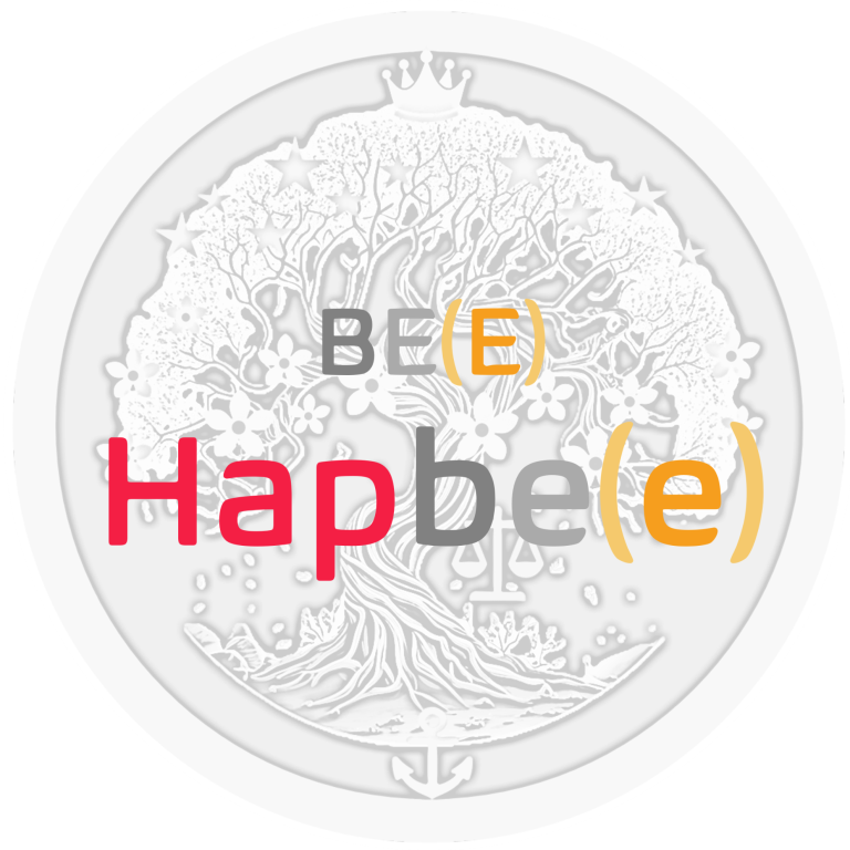 Baum mit den Worten "BE(E) Hapbe(e)" in verschiedenen Schriftarten und Farben.